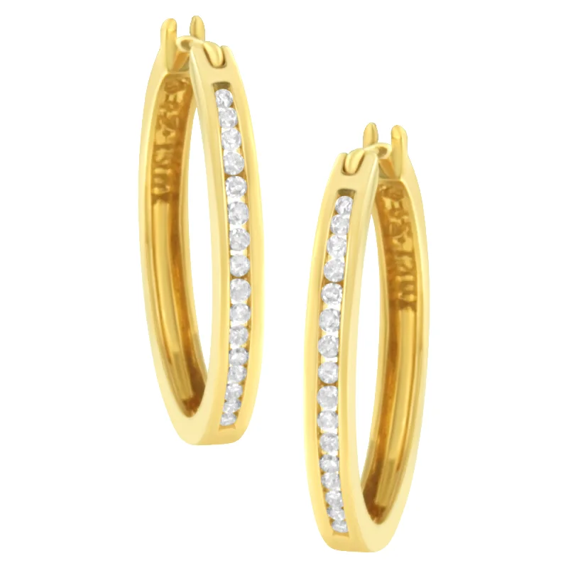 Bestselling Jewelry Now On Sale – Elevate Your Look 10K Yellow Gold 1/4 cttw Channel Set Diamond Hoop Earrings