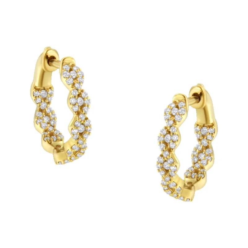 Unique Jewelry Designs Now At Discounted Rates 10K Yellow Gold Diamond Huggy Earrings