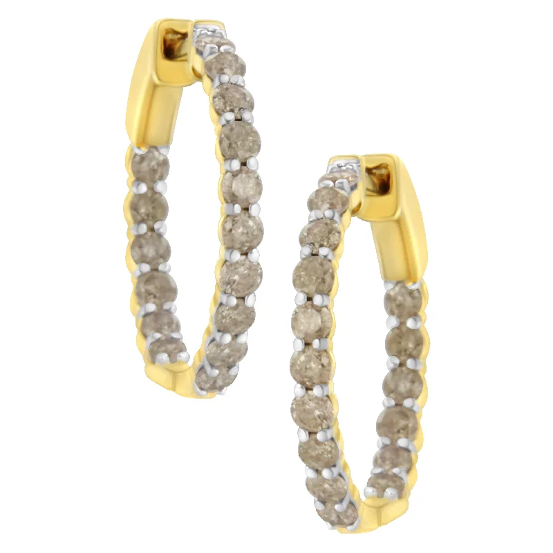 Luxury Jewelry Without The Luxury Price Tag 10K Yellow Gold Plated Sterling Silver Diamond Hoop Earrings