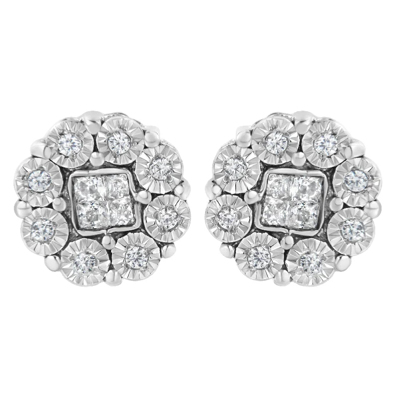 Eco-Friendly Sustainable Jewelry For Conscious Buyers 10KT White Gold 1/4ct Diamond Floral Cluster Stud Earring