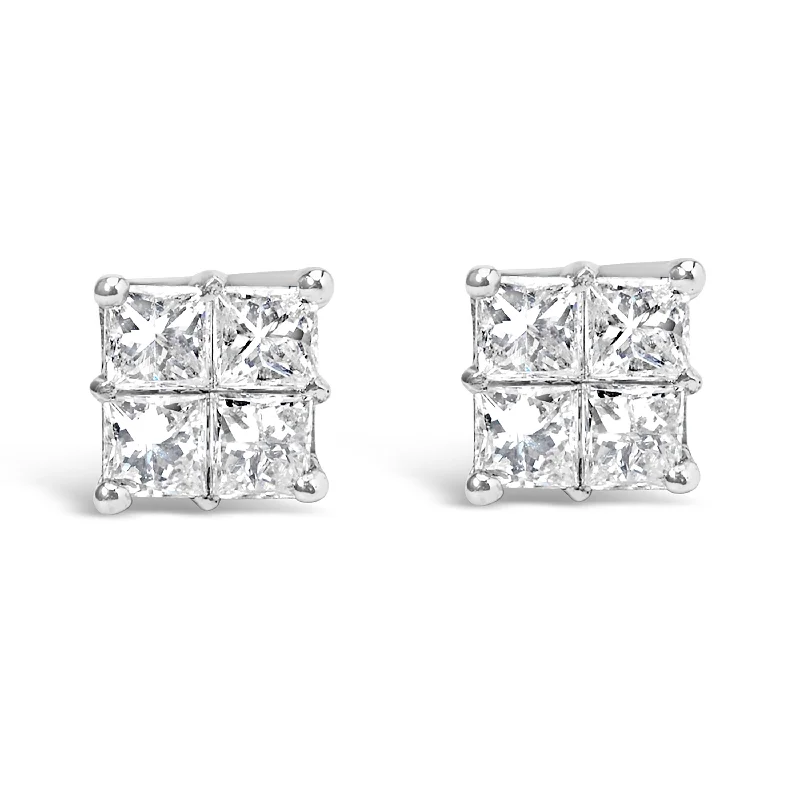 Elegant Necklaces And Bracelets At Limited-Time Offers 10KT White Gold Diamond Composite Stud Earring
