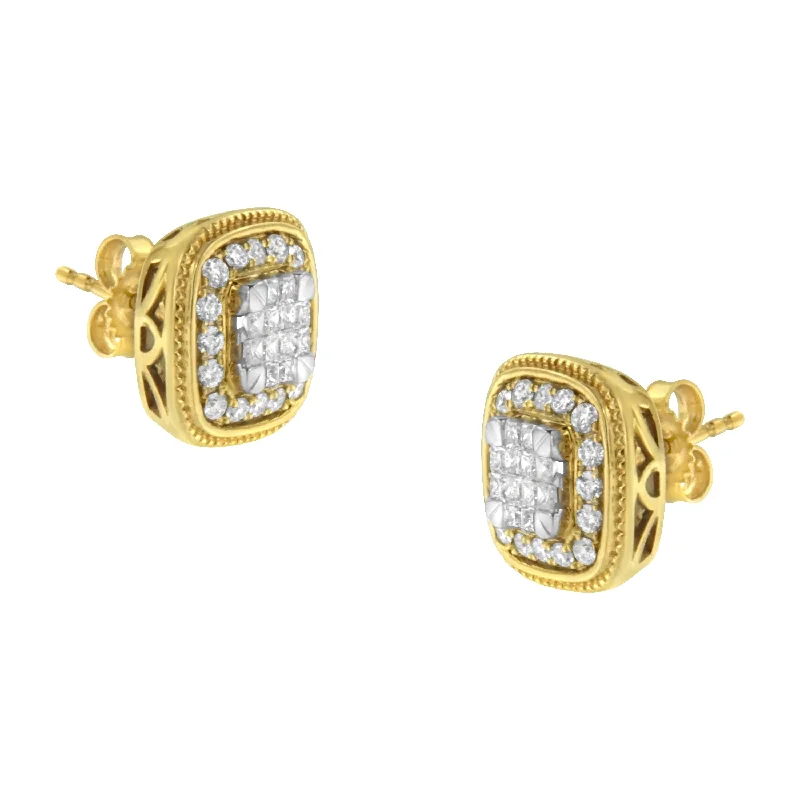 Affordable Glamour – Premium Jewelry For Less 10KT Yellow Gold Diamond Stud Earings