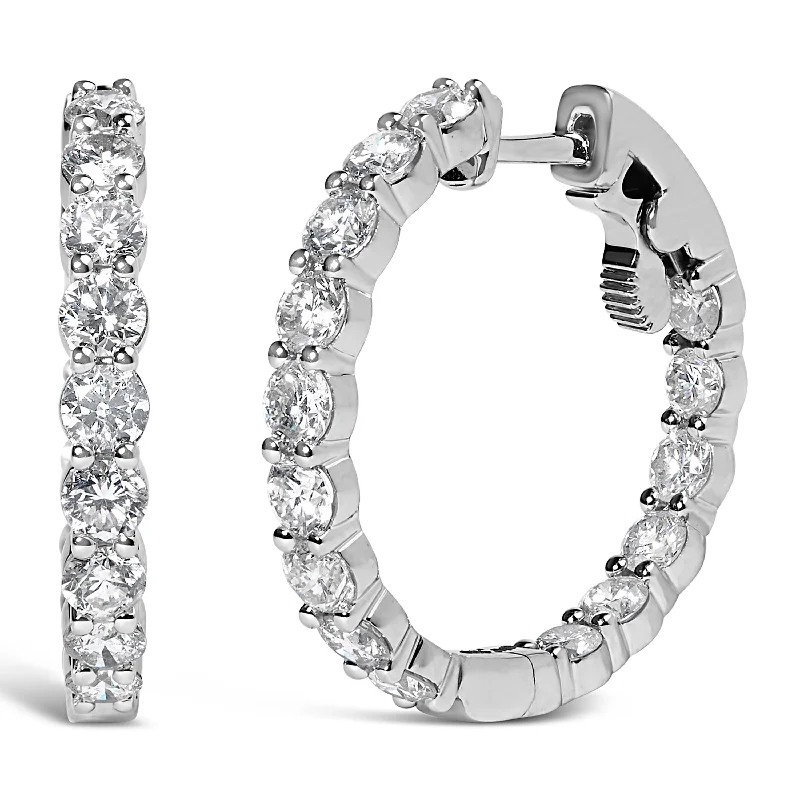 Flash Sale On Exquisite Jewelry – Don't Miss Out 14K Gold Shared Prong Set Diamond Inside Out Hoop Earrings