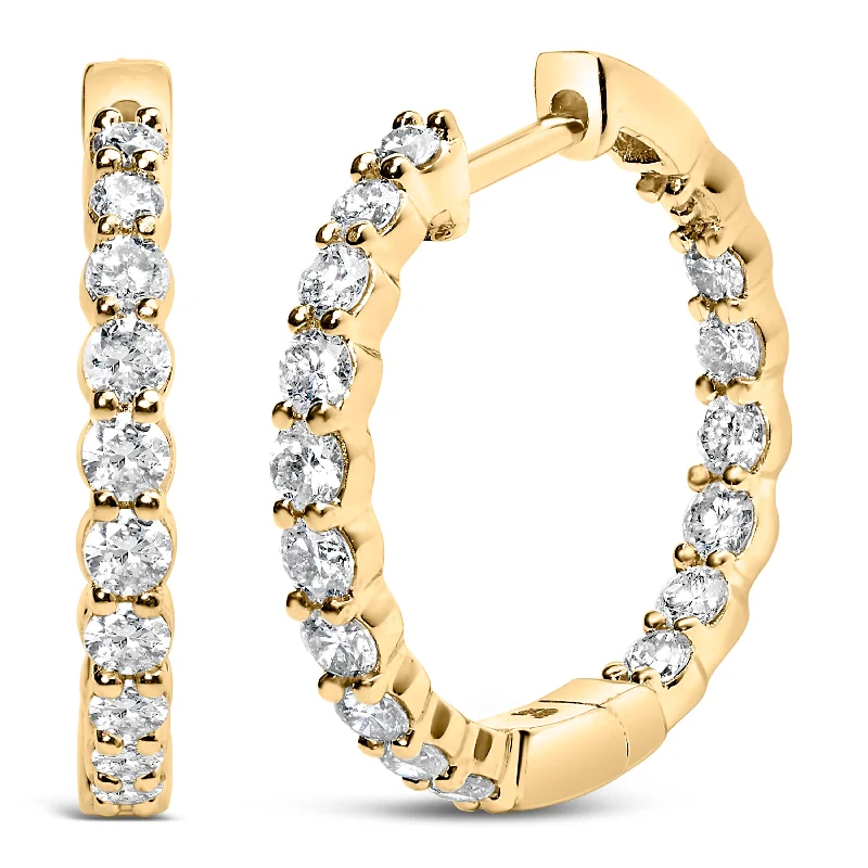Luxury Jewelry Clearance – Shop Premium Styles Now 14K Gold Shared Prong Set Diamond Inside Out Hoop Earrings
