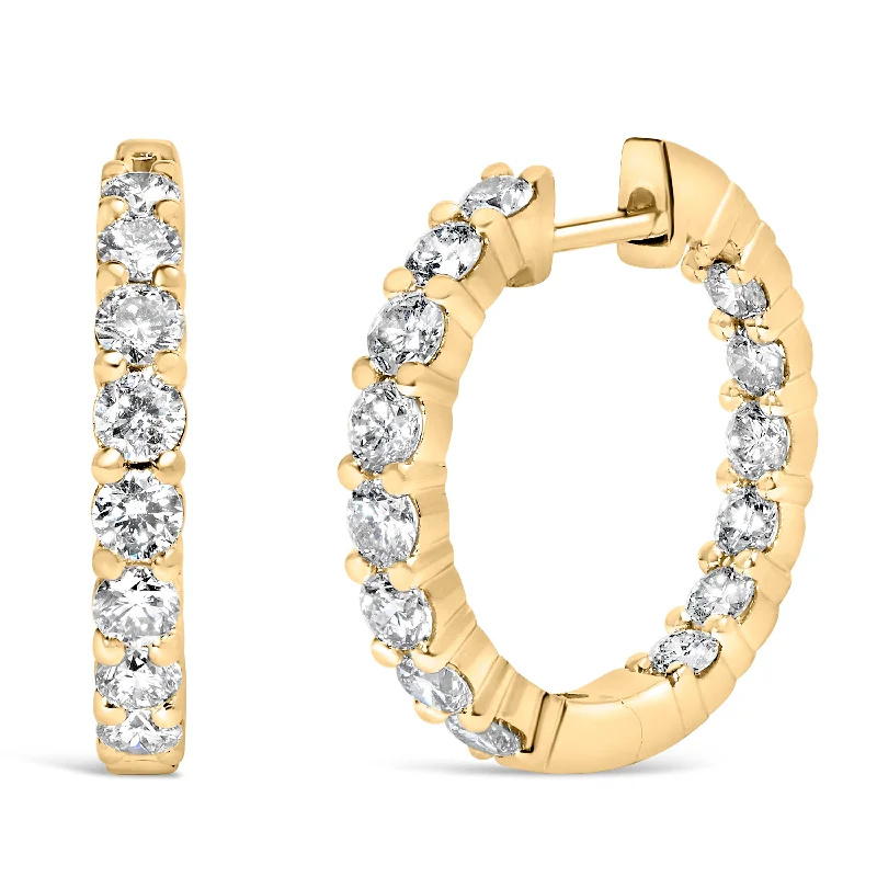 Limited-Time Jewelry Sale – Don't Miss These Deals 14K Gold Shared Prong Set Diamond Inside Out Hoop Earrings