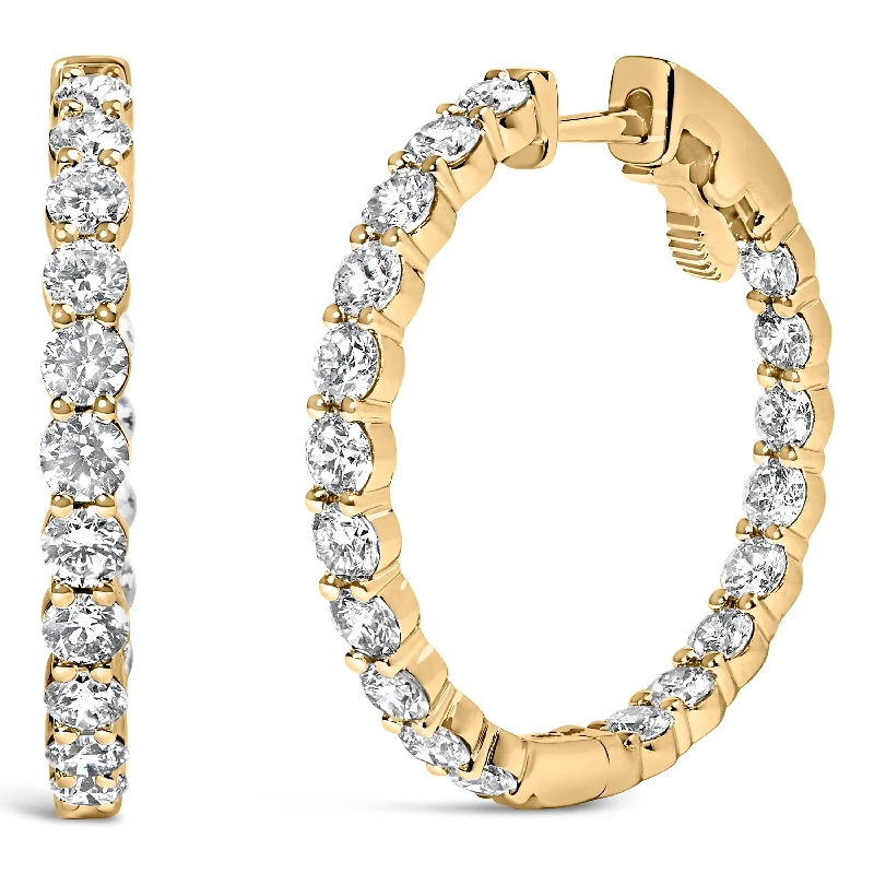 Exclusive Jewelry Offers – Shine For Less 14K Gold Shared Prong Set Diamond Inside Out Hoop Earrings