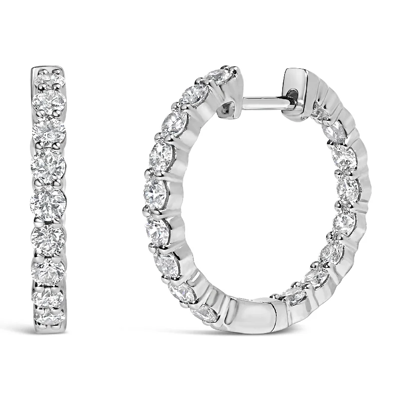 Shop Modern Jewelry Collections With Exclusive Discounts 14K Gold Shared Prong Set Diamond Inside Out Hoop Earrings