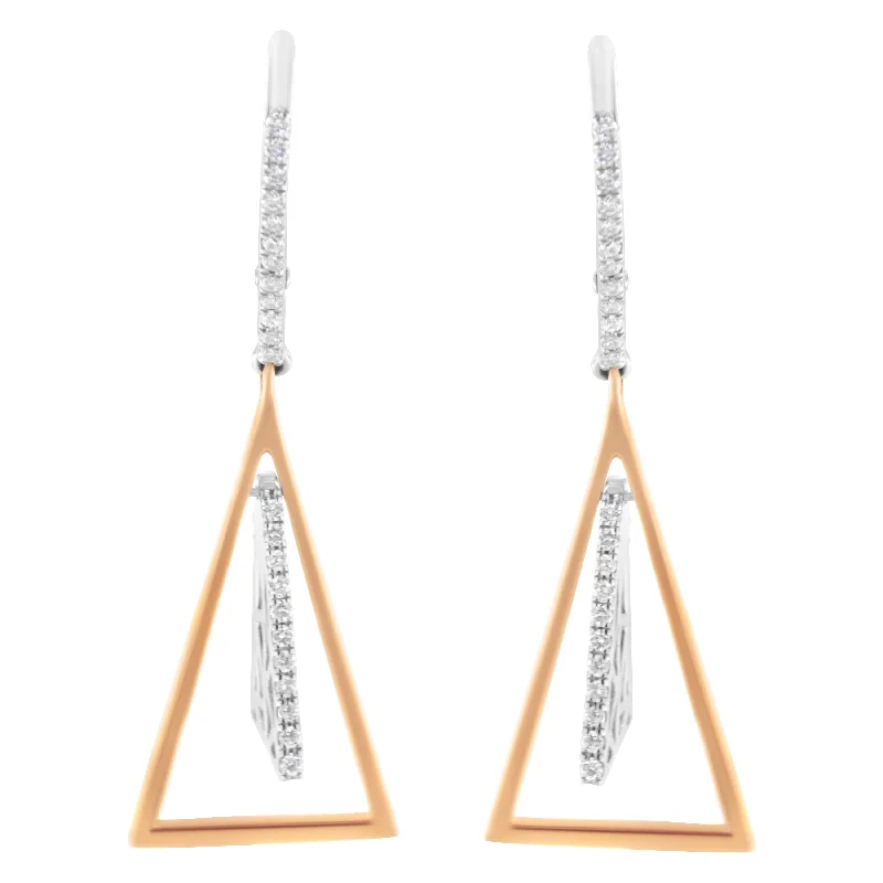 Elevate Your Outfit With Discounted Statement Jewelry 14K Rose and White Gold 3/8 Cttw Diamond Windchime Drop and Dangle Earring