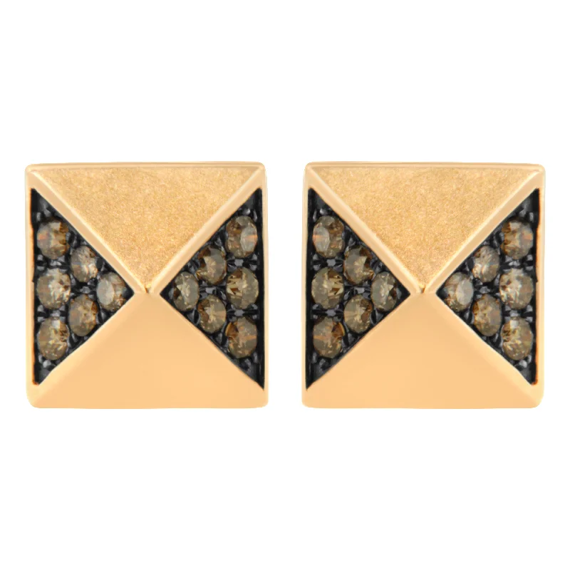Gorgeous Jewelry, Limited-Time Savings 14K Rose Gold 1/4 Cttw Brown Diamond Pyramid Stud Earring