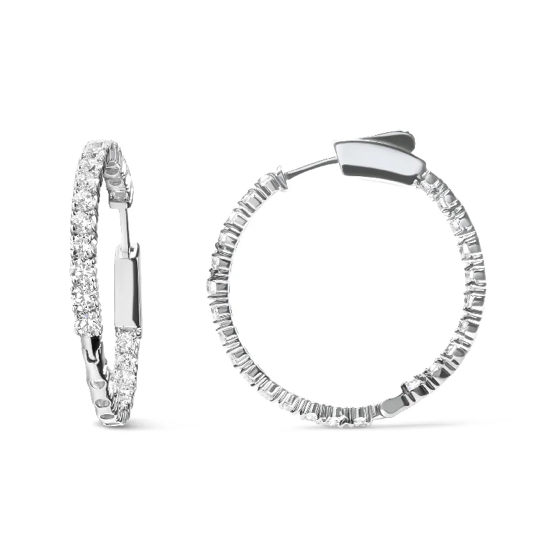 Luxury Jewelry At Unbeatable Discounts 14K White Gold 1.0 Carat Inside Out Lab-grown diamond Fashion Hoop Earrings
