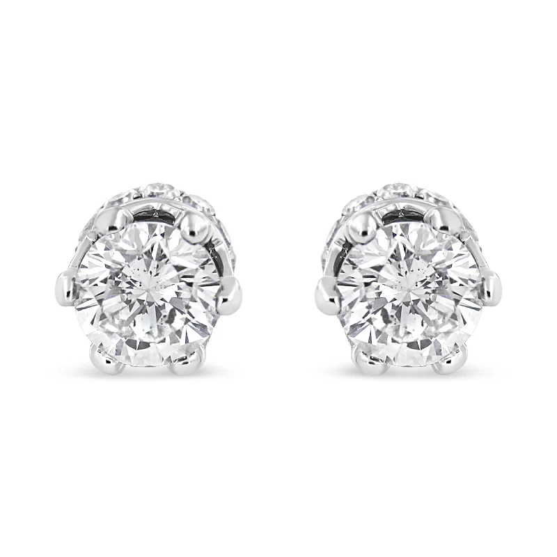 Exclusive Jewelry Sale – Sparkle For Less 14K White Gold 1.0 Cttw Round Cut Prong-Set Diamond Crown Stud Earring