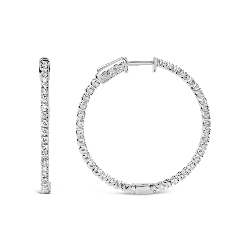 Jewelry Flash Sale – Stylish Designs At Unbeatable Rates 14K White Gold 1 1/2 Cttw Lab Grown Diamond Inside Out Hoop Earrings