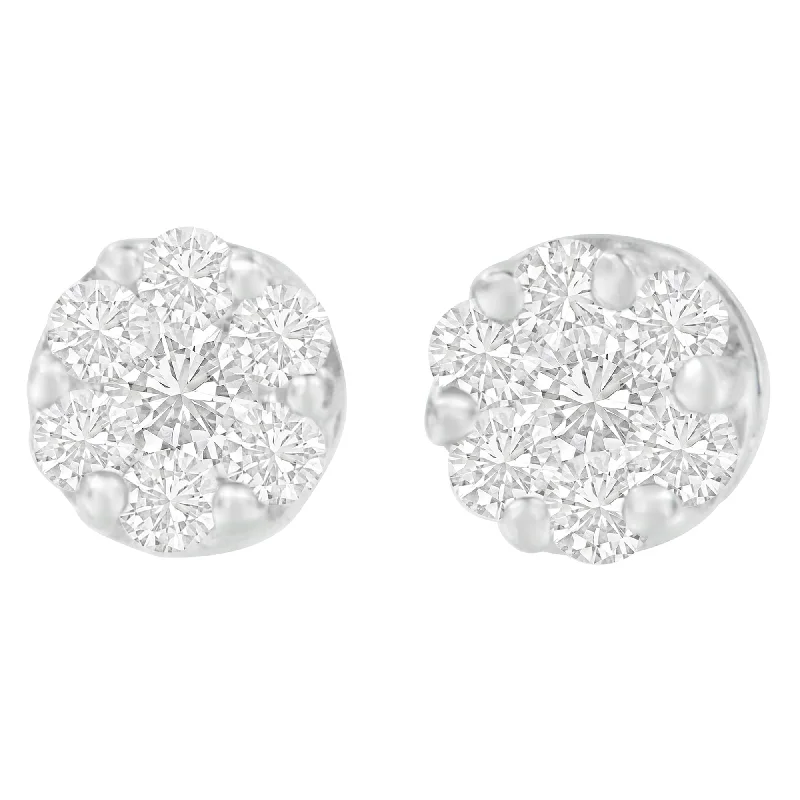 Handcrafted Beauty At Affordable Prices 14K White Gold 1 1/4 cttw Round Cut Diamond Earrings