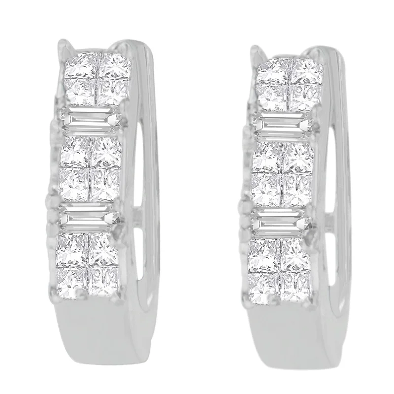 Best Jewelry Deals – Shop Premium Pieces At Great Prices 14K White Gold 1/2 cttw Baguette and Princess Cut Diamond Earrings