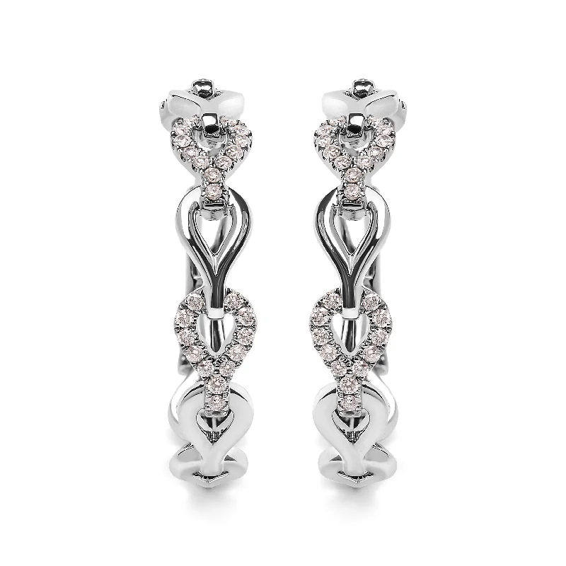 Elegant Jewelry Styles At Budget-Friendly Prices 14K White Gold 1/2 Cttw Diamond Open Link Hoop Earrings