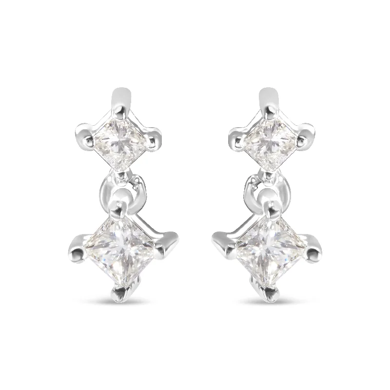 Best Jewelry Sale – Shop Exclusive Designs Now 14K White Gold 1/2 cttw Princess Cut Diamond Earrings