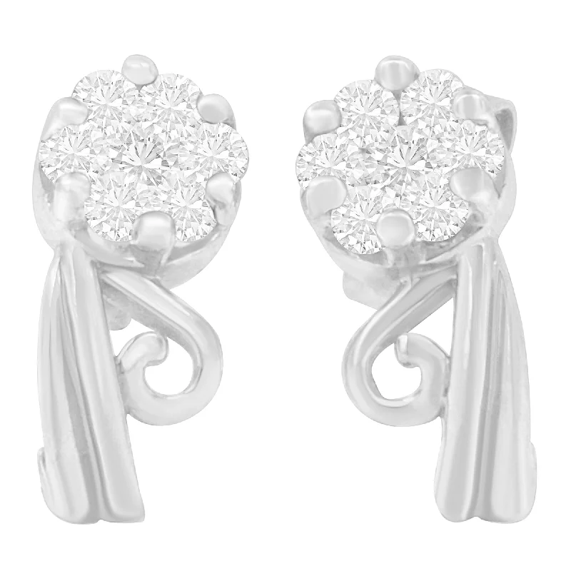 Discounted Luxury Jewelry – Shine Without The Splurge 14K White Gold 1/2 cttw Round Cut Diamond Earrings