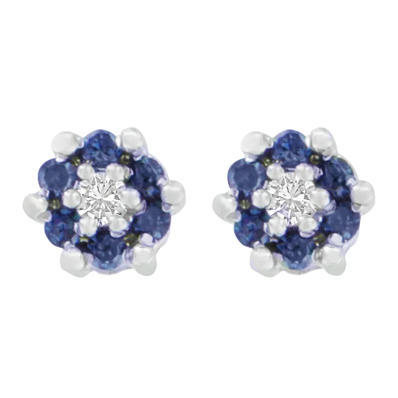 Don't Miss These Dazzling Jewelry Discounts 14K White Gold 1/4 cttw Round and Treated Blue Cut Diamond Earrings