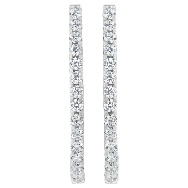 Waterproof Stainless Steel Jewelry For Lasting Beauty 14K White Gold 2.0 Cttw Round Brilliant Cut Diamond Oblong Hinged Leverback Hoop Earrings