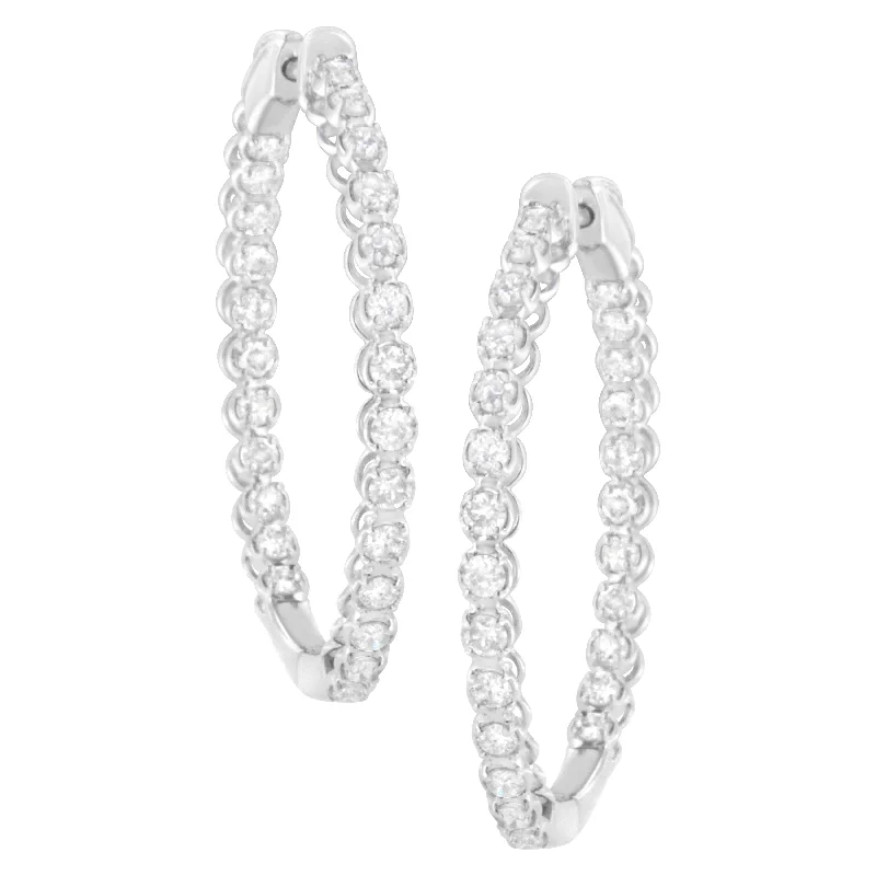 Shop Signature Jewelry Styles At Exclusive Prices 14K White Gold 2 cttw Diamond Hoop Earrings