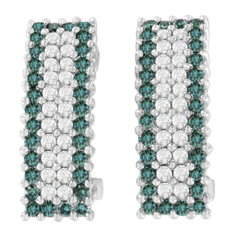 Breathtaking Jewelry, Breathtaking Prices 14K White Gold 2 cttw White and Treated Blue Diamond Earrings