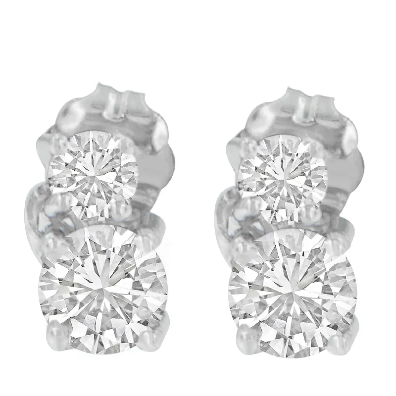 High-Quality Gemstone Jewelry For Special Occasions 14K White Gold 3/4 cttw Round Cut Diamond Earrings