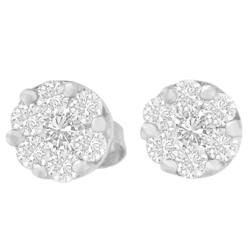 Premium Jewelry, Premium Discounts – Act Fast 14K White Gold 3/4 cttw Round Diamond Stud Earring