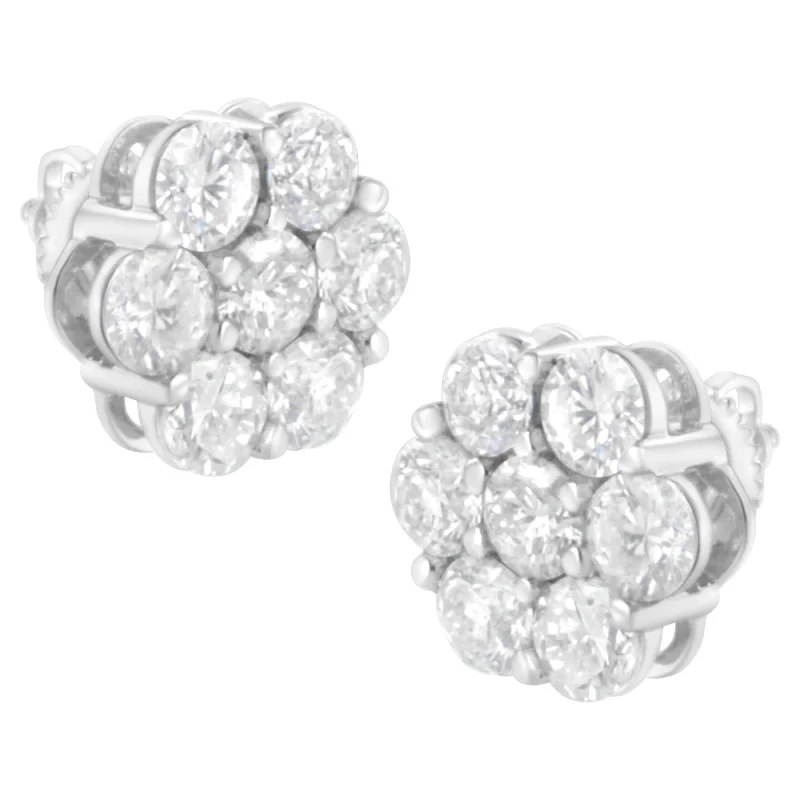 Exclusive Jewelry Offers – Shine For Less 14K White Gold 4 cttw Diamond Flower Earring
