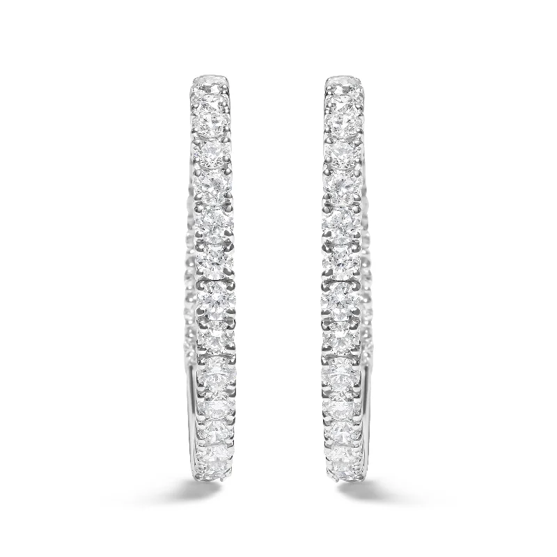 Affordable Elegance – Special Jewelry Sale Now Live 14K White Gold 5.00 Cttw Lab Grown Diamond Inside Out Hoop Earrings
