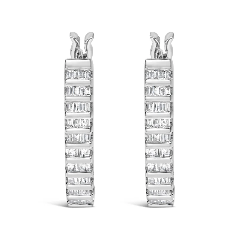 Exclusive Jewelry Sale – Shine For Less 14K White Gold 5/8 cttw Baguette Cut Diamond Earrings