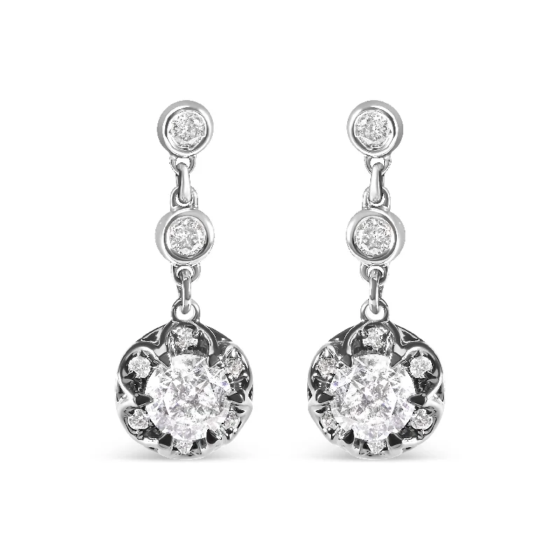 Best-Selling Jewelry Now Available At Special Deals 14k White Gold 5/8 Cttw Diamond Halo Drop and Dangle Earrings Stud with Bale
