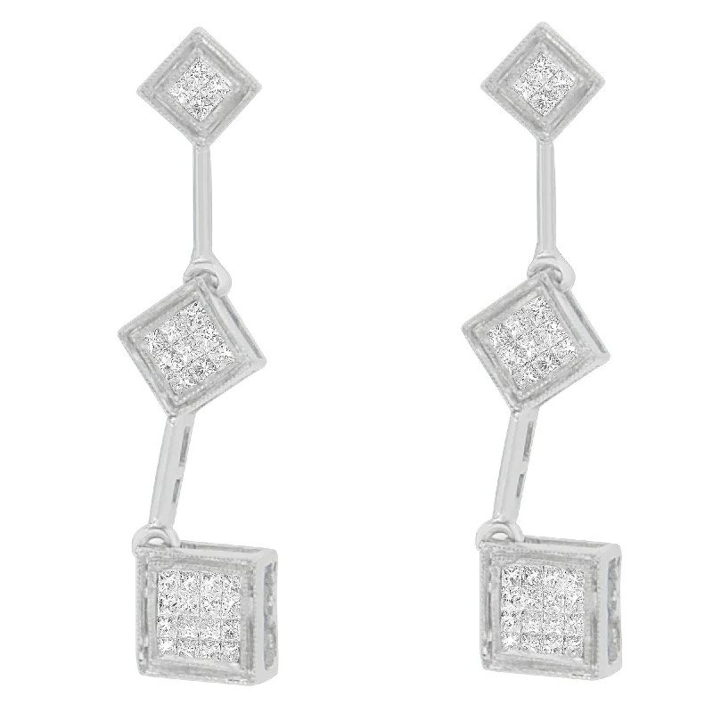 Eco-Friendly Sustainable Jewelry For Conscious Buyers 14K White Gold 5/8 cttw Princess Cut Diamond Earrings
