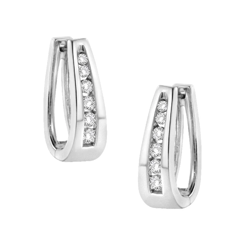 Handcrafted Jewelry Sale – Unique Designs At Low Prices 14k White Gold Channel-Set Brilliant Round-Cut Diamond Hoop Earrings