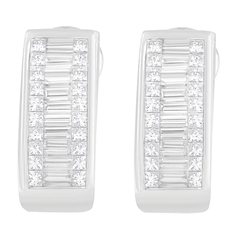 Your Dream Jewelry At Dream Prices 14K White Gold Princess and Baguette Cut Diamond Earrings