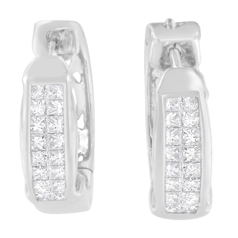 Trending Jewelry Now Available At Exclusive Prices 14K White Gold Princess Cut Diamond Earrings
