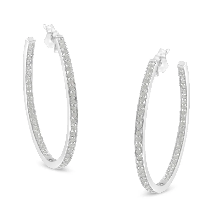 Unmissable Discounts On Timeless Jewelry Pieces 14K White Gold Round Diamond Hoop Earrings