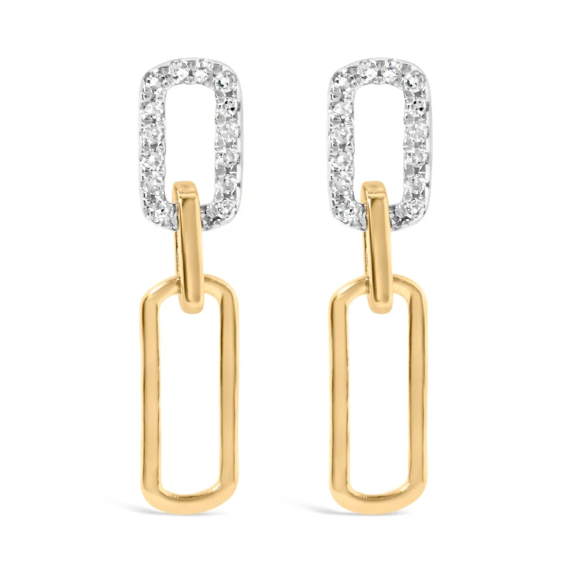 Unmissable Deals On Handmade Jewelry Collections 14K Yellow Gold 1/10 Cttw Diamond Studded Paperclip Drop and Dangle Earrings
