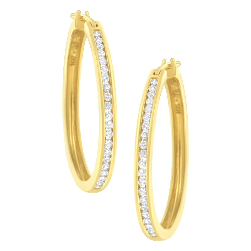 Sparkle On A Budget – Fine Jewelry For Less 14K Yellow Gold 1/2 cttw Channel Set Diamond Classic Hoop Earrings