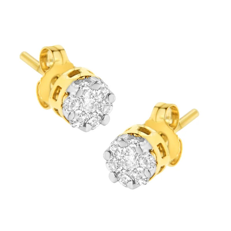 Don't Miss Out On Jaw-Dropping Jewelry Discounts 14K Yellow Gold 1/2 cttw Round Cut Diamond Earrings