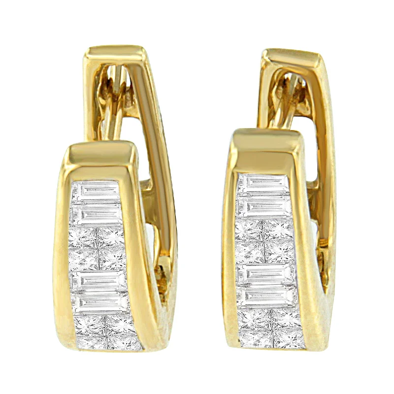 Discounted Jewelry For A Glamorous Look 14k Yellow Gold 1/2ct TDW Princess and Baguette Diamond Earrings