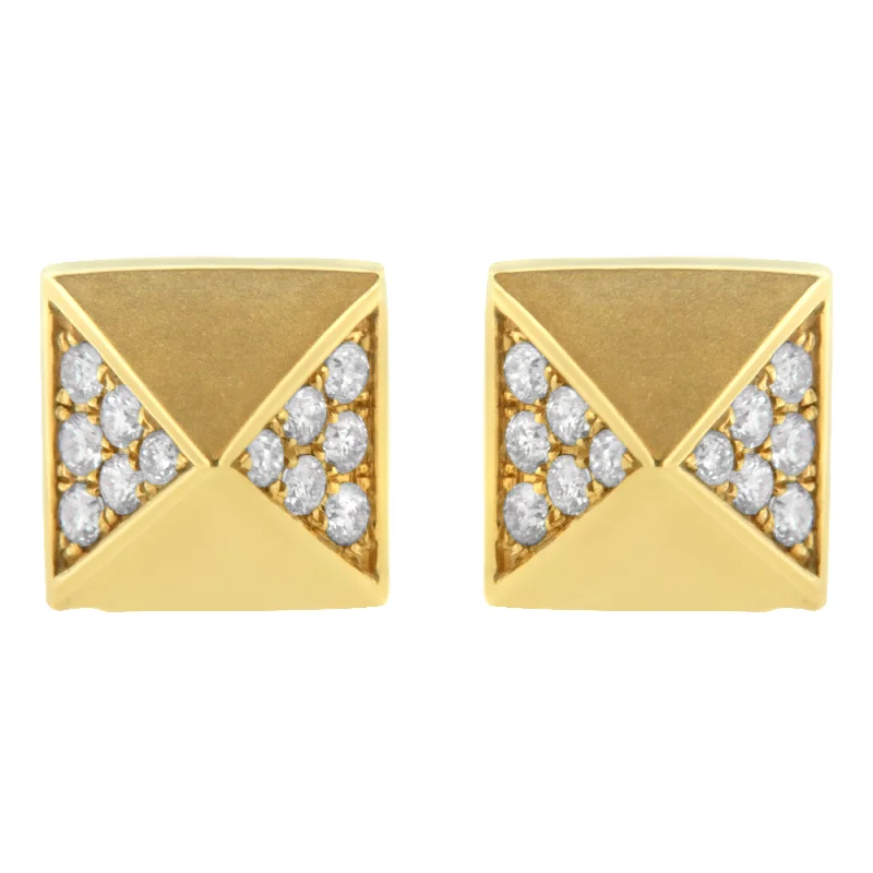 Luxury Jewelry Now At Special Promotional Rates 14K Yellow Gold 1/4 Cttw Diamond Pyramid Stud Earring