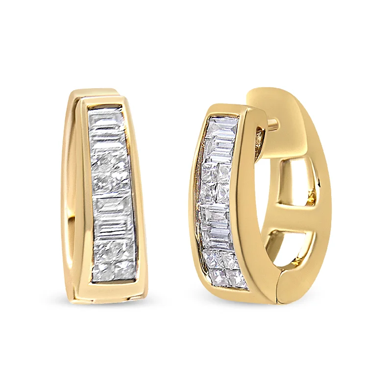 Luxury Meets Affordability – Jewelry Sale Now Live 14K Yellow Gold 1 cttw Baguette and Princess Cut Diamond Earrings