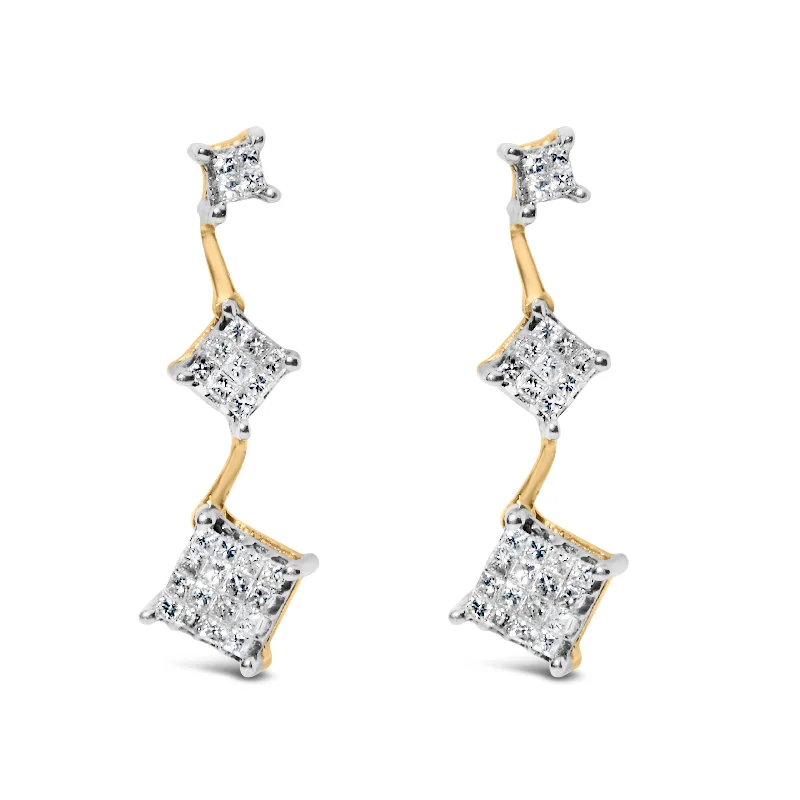 Seasonal Jewelry Sale – Upgrade Your Collection 14K Yellow Gold 1 cttw Princess Cut Diamond Earrings