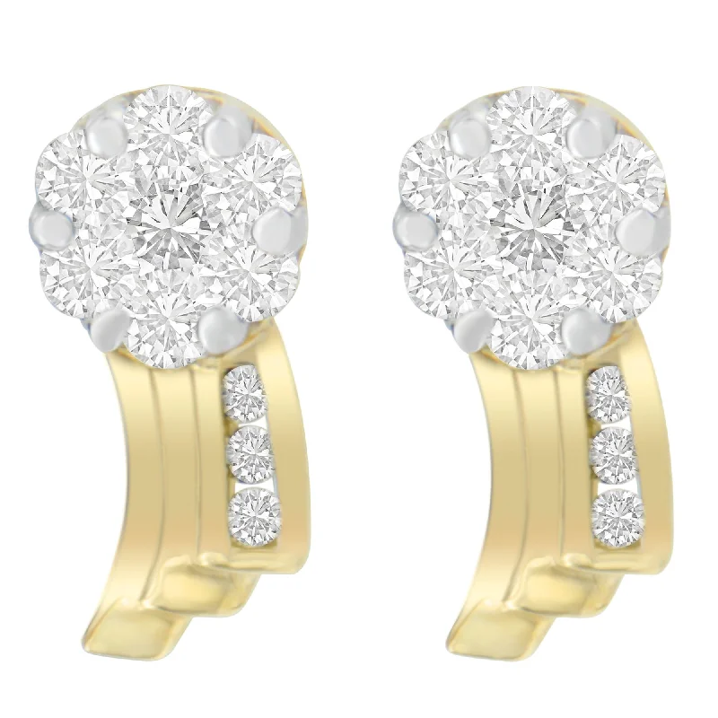Get The Sparkle You Love At Prices You Adore 14K Yellow Gold 7/8 cttw Round Cut Diamond Earrings