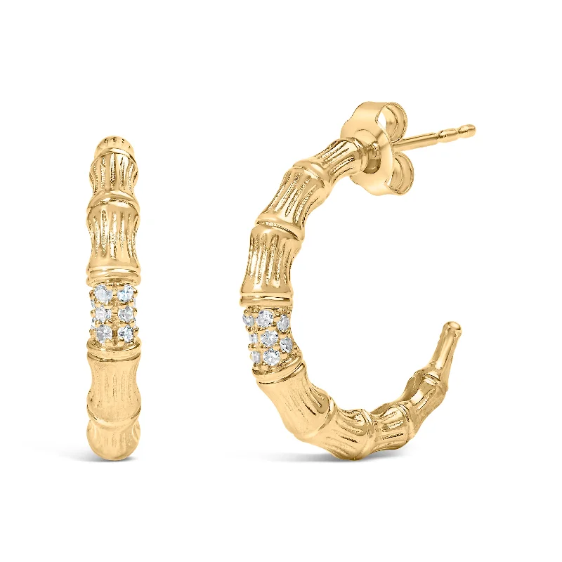 Dazzle In Elegance With Our Biggest Jewelry Sale 14K Yellow Gold Plated .925 Sterling Silver 1/6 Cttw Hammered J Hoop Earrings