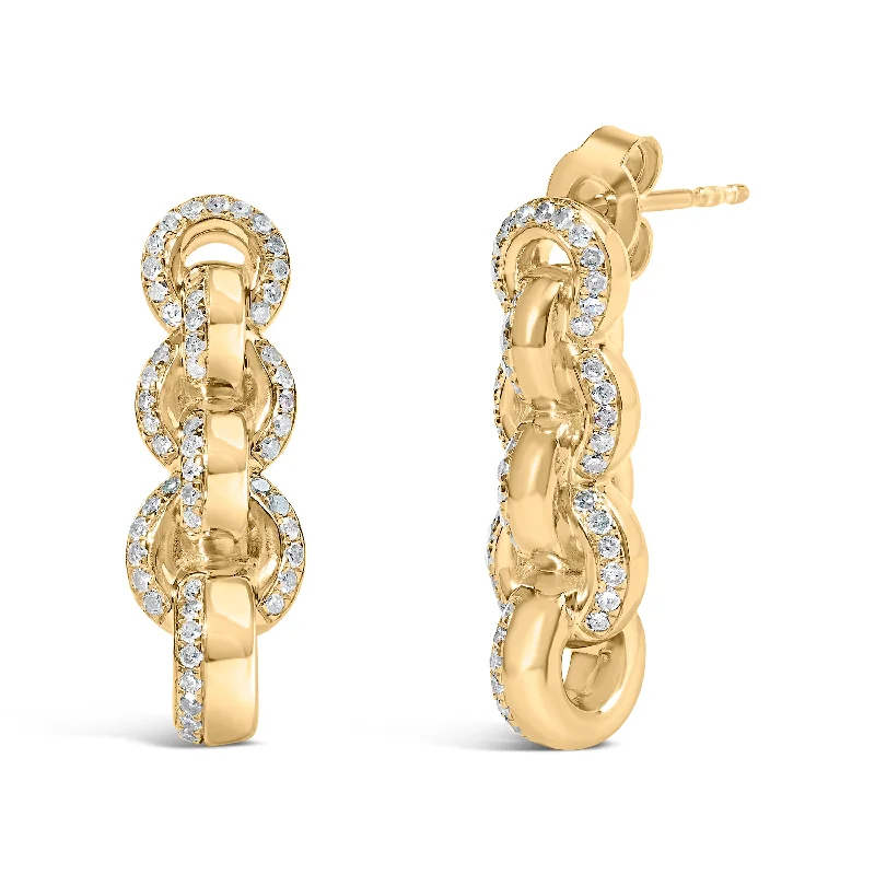 Elegant Jewelry, Exclusive Prices – Shop Now 14K Yellow Gold Plated .925 Sterling Silver 3/4 Cttw Diamond Chain Link Drop Earrings