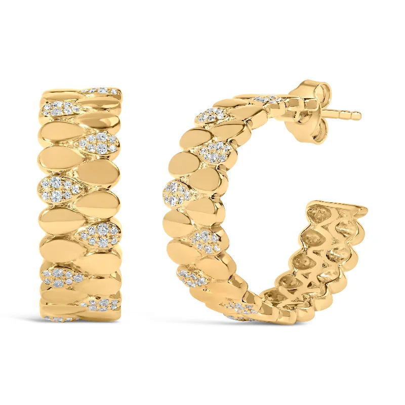 Seasonal Jewelry Clearance – Best Styles At The Lowest Prices 14K Yellow Gold Plated .925 Sterling Silver 3/8 Cttw Diamond Pave Pear Link J Hoop Earrings