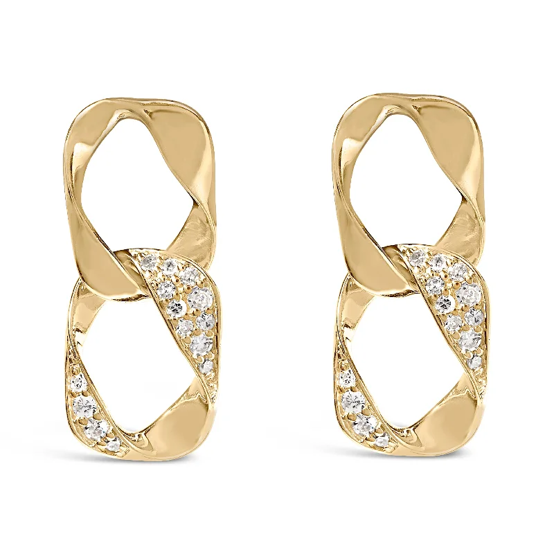 Exclusive Jewelry Sale – Grab Timeless Pieces Now 14K Yellow Gold Plated .925 Sterling Silver Open Link 1/5 Cttw Diamond Drop Earrings