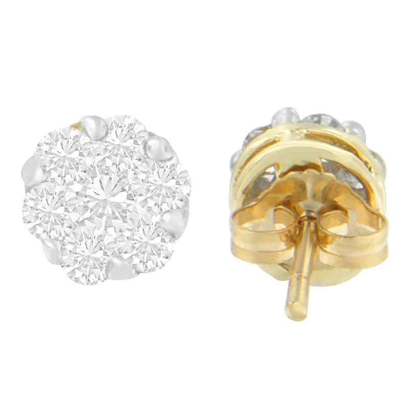 Discounted Jewelry For A Glamorous Look 14K Yellow Gold Round-cut Diamond Earrings