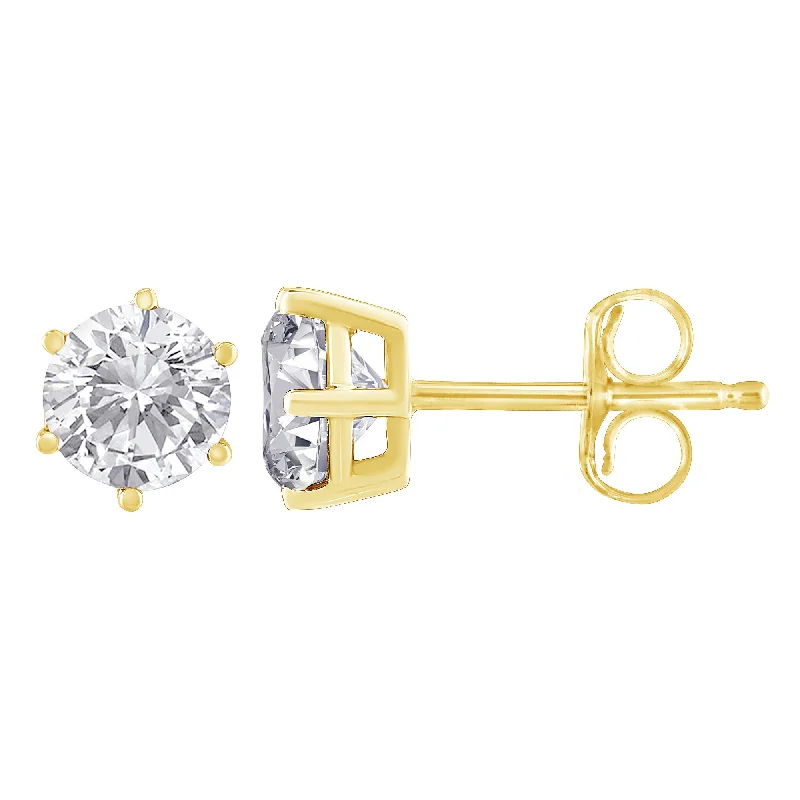 Shop Elegant Jewelry At Unbeatable Prices 14K Yellow Gold Round Cut Diamond Earrings